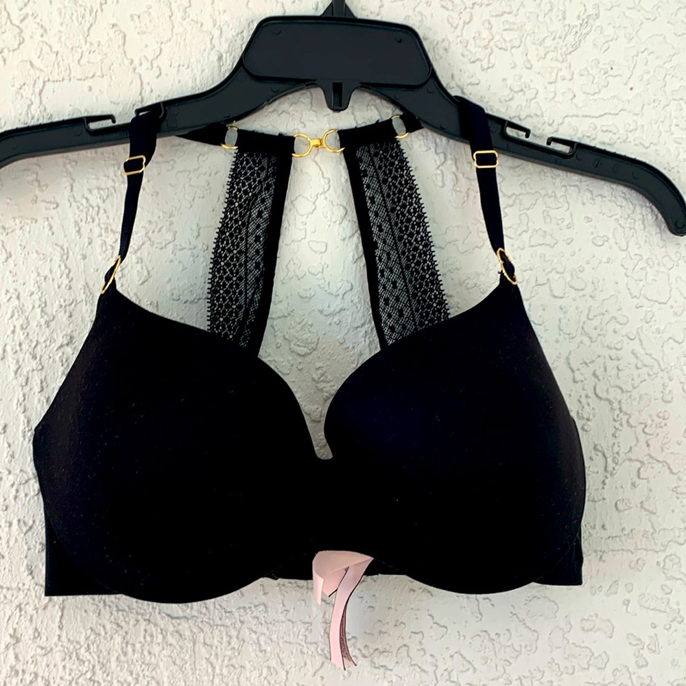 Victoria’s Secret incredible black padded bra worn 2 ways size 32DD
